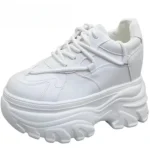 10CM 12cm 14cm Suede Genuine Leather Fashion Autumn Chunky Sneakers Women Causal Flats Platform Wedge Spring Shoes size 34-40