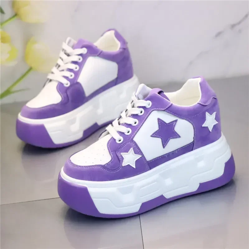 10CM Microfiber Vulcanize Skateboards Casual Autumn Spring Platform Wedge Autumn Women Comfy Hot Sell Chunky Sneakers Shoes - Image 2