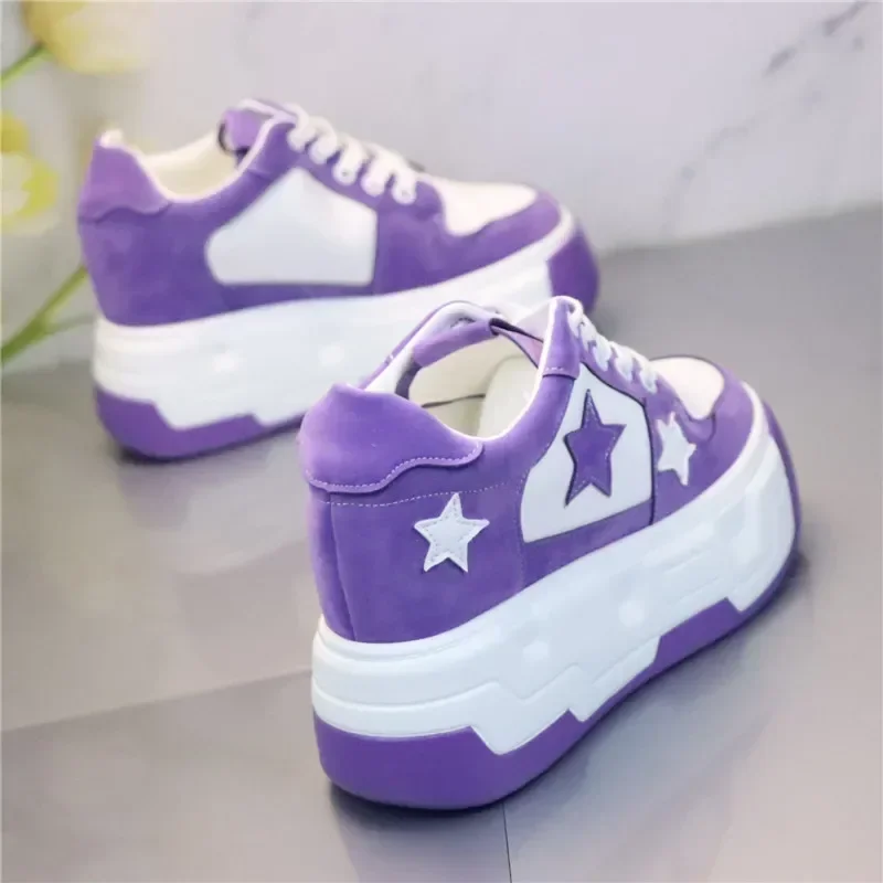 10CM Microfiber Vulcanize Skateboards Casual Autumn Spring Platform Wedge Autumn Women Comfy Hot Sell Chunky Sneakers Shoes - Image 3