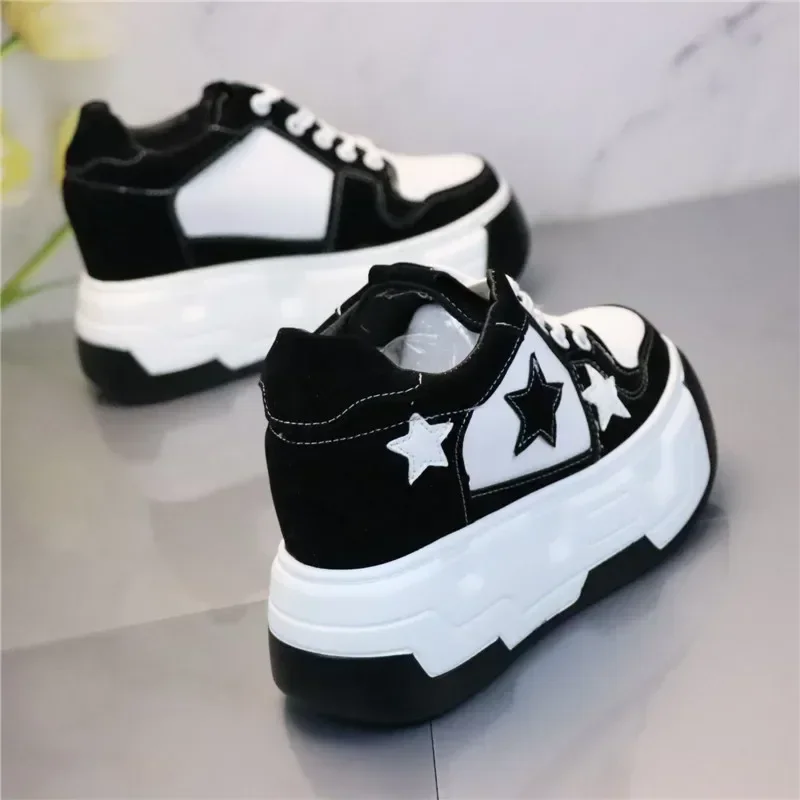 10CM Microfiber Vulcanize Skateboards Casual Autumn Spring Platform Wedge Autumn Women Comfy Hot Sell Chunky Sneakers Shoes - Image 5