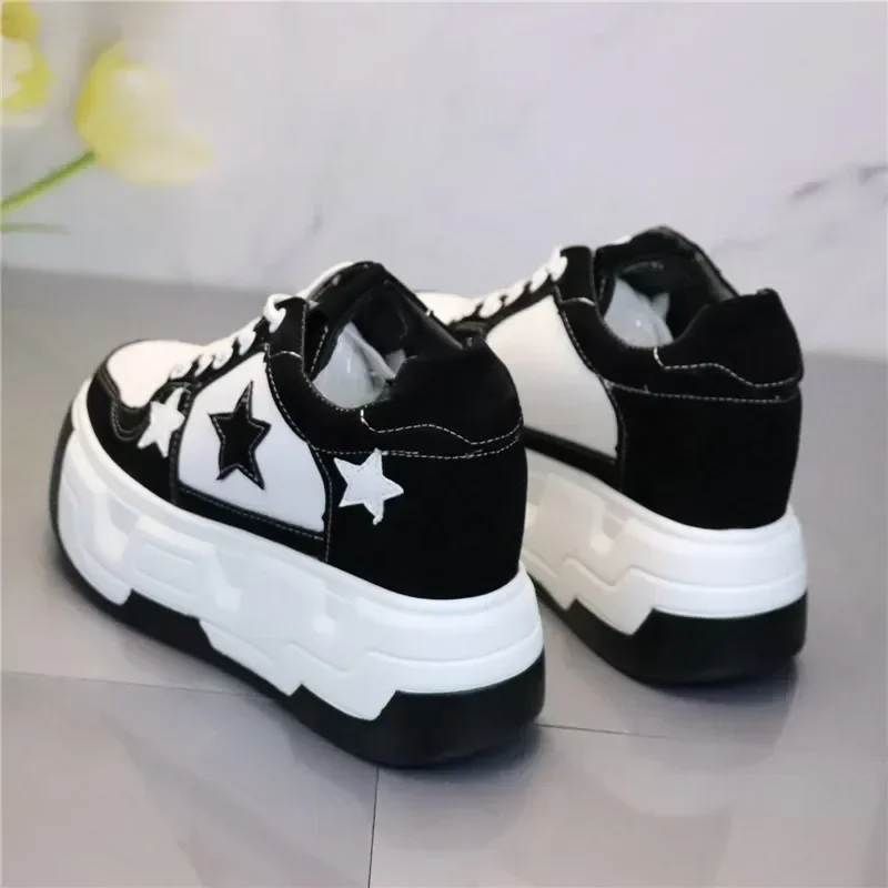 10CM Microfiber Vulcanize Skateboards Casual Autumn Spring Platform Wedge Autumn Women Comfy Hot Sell Chunky Sneakers Shoes - Image 6
