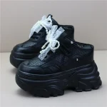 10cm Patent Cloth Platform Wedge Comfy High Brand Breathable Summer Bao Toe Ladies Slippers Chunky Sneaker Casual Shoes