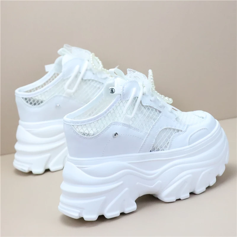 10cm Patent Cloth Platform Wedge Comfy High Brand Breathable Summer Bao Toe Ladies Slippers Chunky Sneaker Casual Shoes - Image 5