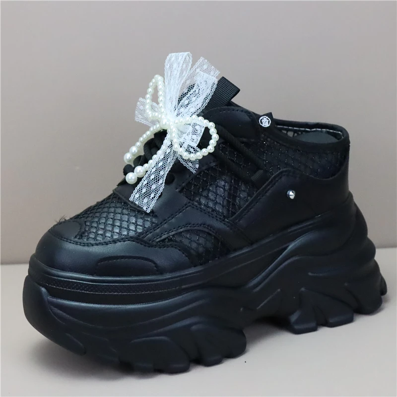 10cm Patent Cloth Platform Wedge Comfy High Brand Breathable Summer Bao Toe Ladies Slippers Chunky Sneaker Casual Shoes - Image 6