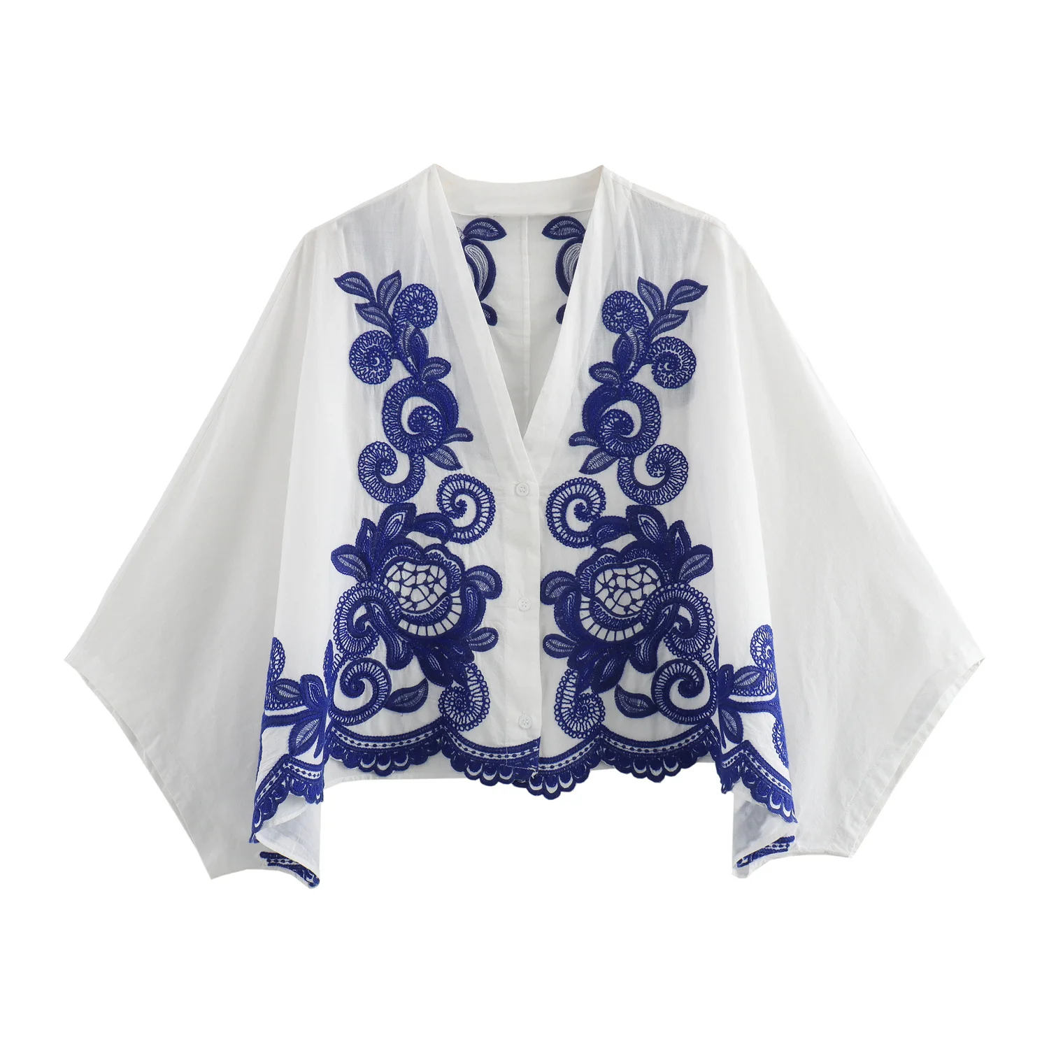 2024 Autumn New Women's Clothing European And American Style Casual Contrasting Embroidered Shirt Half Skirt Set - Image 2