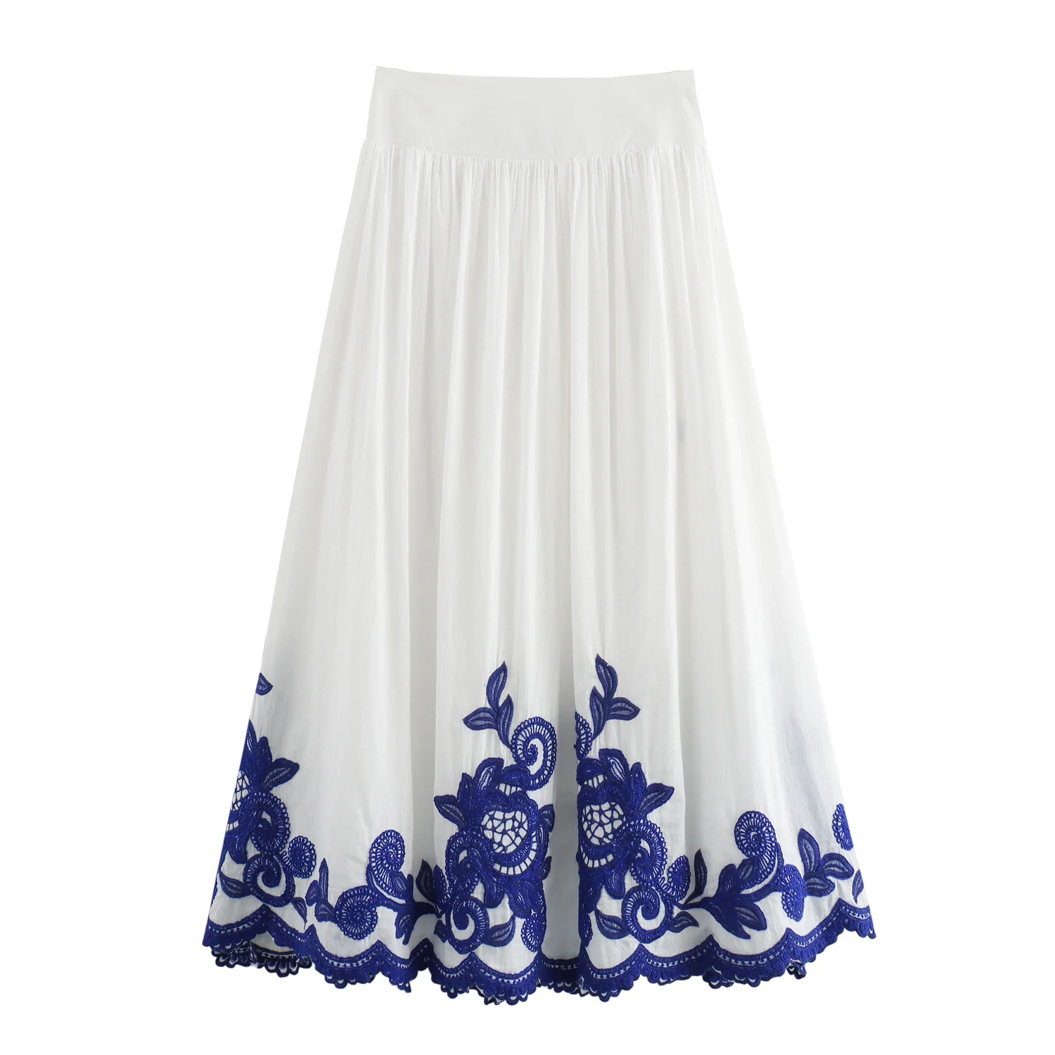 2024 Autumn New Women's Clothing European And American Style Casual Contrasting Embroidered Shirt Half Skirt Set - Image 4