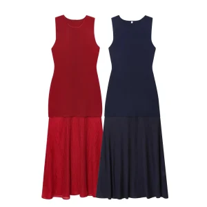 2025 Autumn New Product Women's Fashion Style Simple temperament Knitted Sleeveless Long Dress