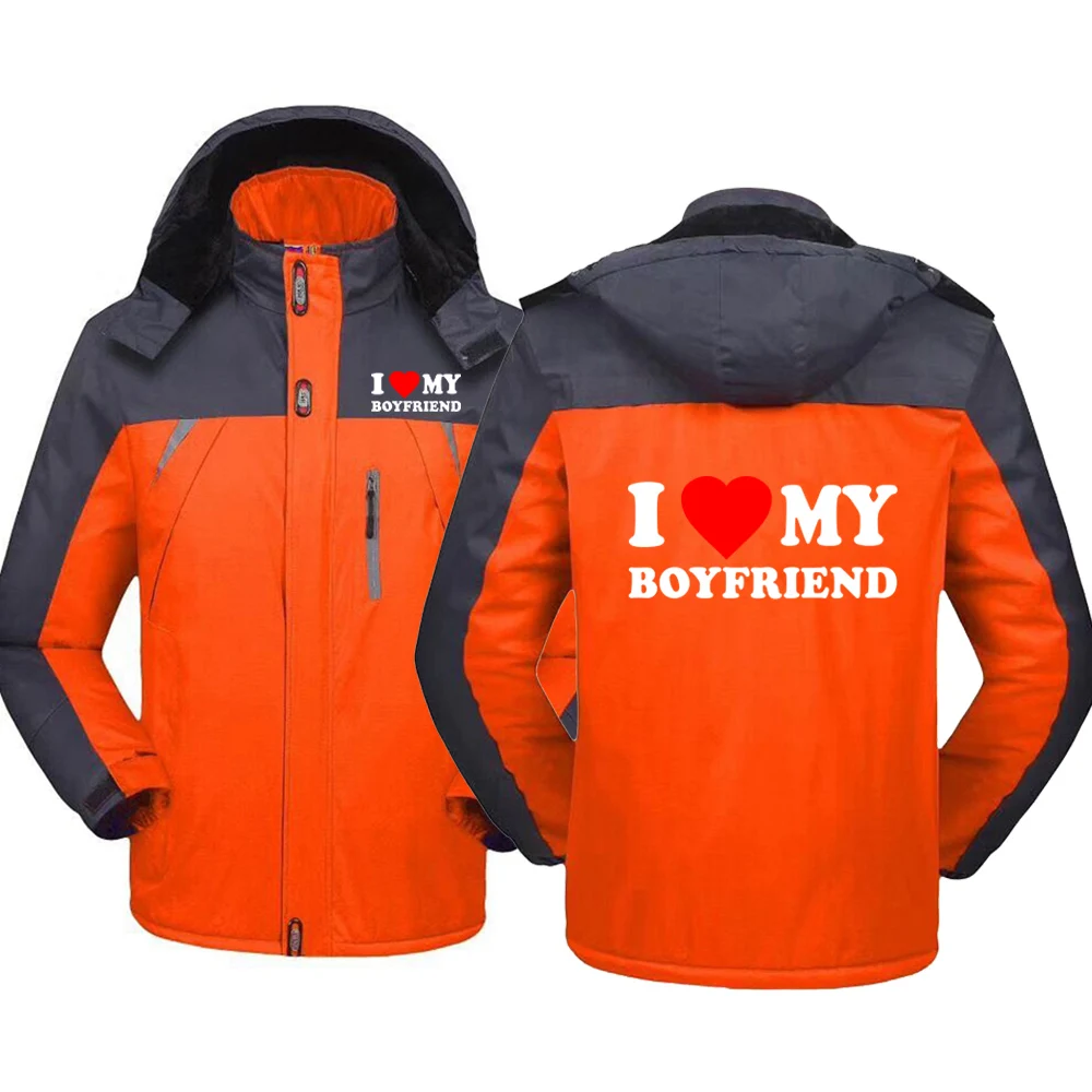 2025 I Love My Girlfriend Boyfriend Logo Print Autumn Winter Mens Popular Thickened Warm Patchwork Windproof Jacket Hoodies Coat - Image 5