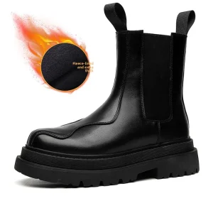 2025 New Men's Black Non-slip Snow High-top High-end Trendy Brand British Style Velvet Thickened Warm Short Boots