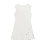 2025 Spring/Summer New Women's Knitted Sleeveless Round Neck Fashion Simple Short Dress From Europe And America