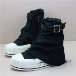 2025 Summer New Women's Push-on Boots with 8cm Height Increase for Girls, Versatile British-style High-top Canvas Sneakers