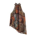 2025 Winter New Women's Clothing European and American Style Fashion Personalized Temperament Printed Asymmetric Top