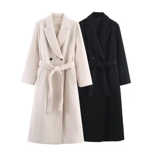 2025 autumn new women's clothing European and American style personalized belt long coat jacket
