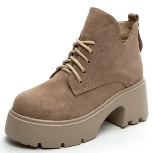 7cm Synthetic Stretch Fabric Suede Genuine Leather Ankle Boots Wedge Flats Comfy Spring Women Loafer Autumn Platform Shoes