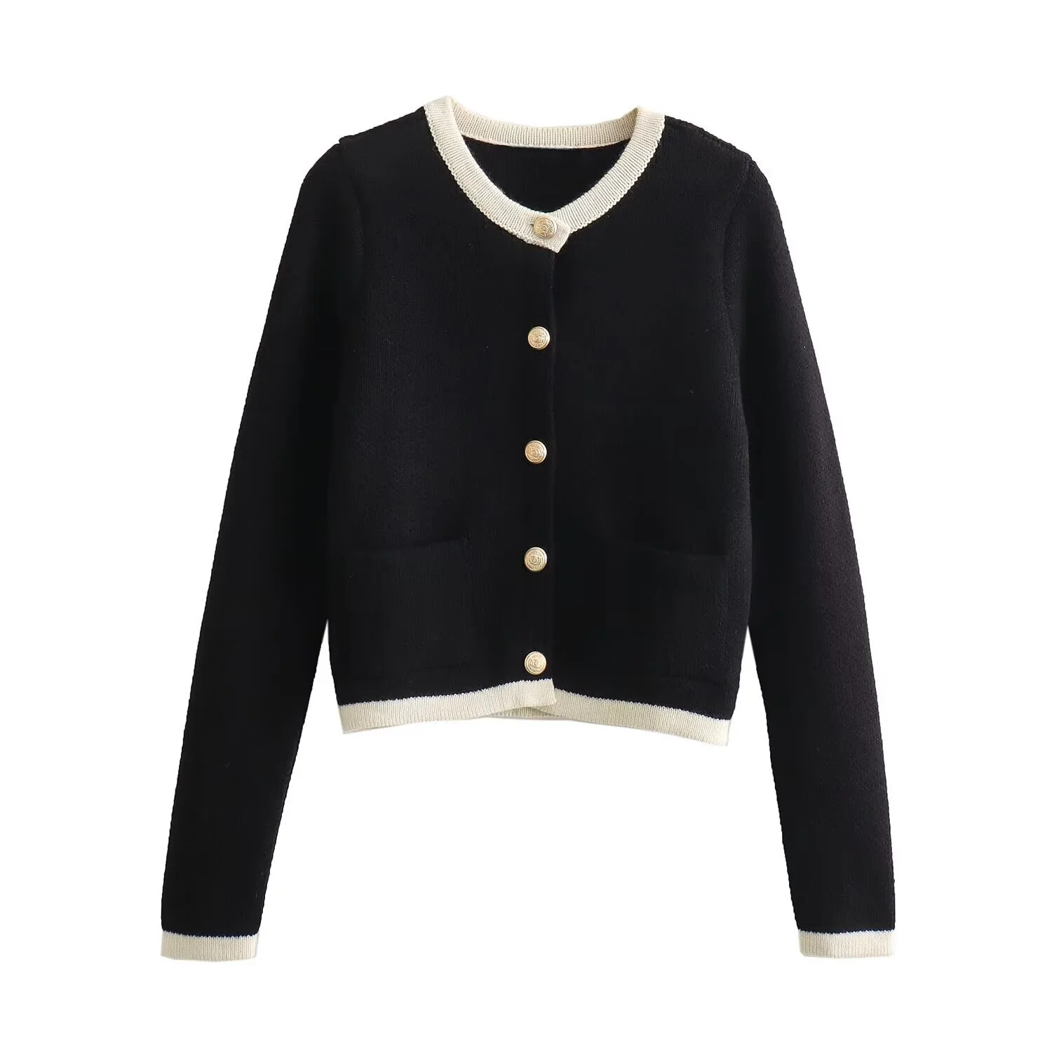 Autumn New Women's Clothing European And American Style Fashionable Casual Button Decoration Knitted Jacket - Image 3