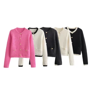 Autumn New Women's Clothing European And American Style Fashionable Casual Button Decoration Knitted Jacket
