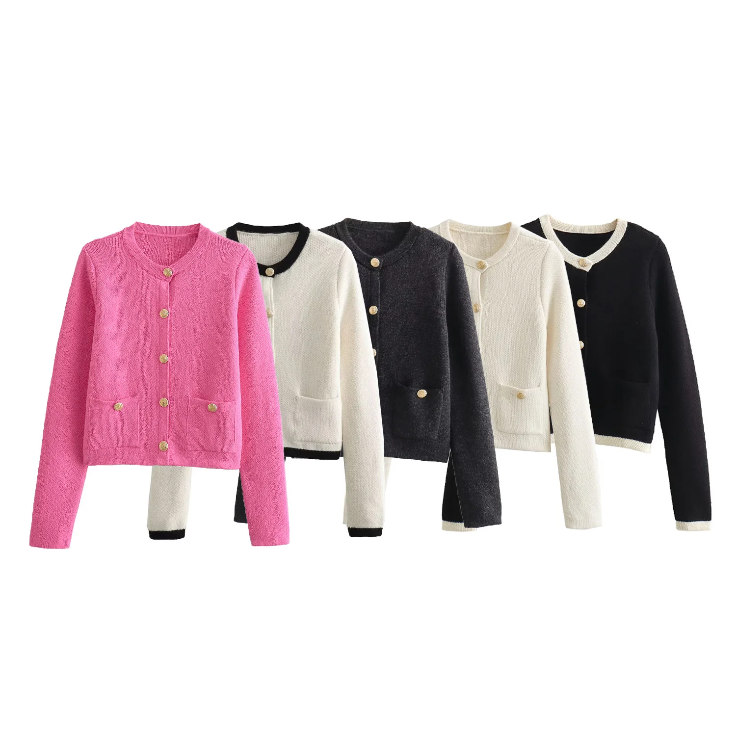 Autumn New Women's Clothing European And American Style Fashionable Casual Button Decoration Knitted Jacket