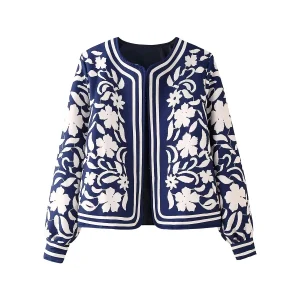 Autumn New Women's Clothing European And American Style Fashionable Simple Casual Versatile Printed Cotton Jacket