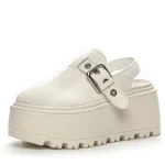 Black 8cm Genuine Leather Glitter Platform Slippers Women Summer Shoes Wedge Sandals Slides Shoes Sneakers Slip on Slipper