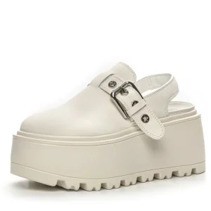 Black 8cm Genuine Leather Glitter Platform Slippers Women Summer Shoes Wedge Sandals Slides Shoes Sneakers Slip on Slipper