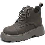 British-style Single Boots Lady's Winter Leather Short Boots Thick-soled Round-toe Ankle Boots Size 33-40 Autumn Shoes for Women