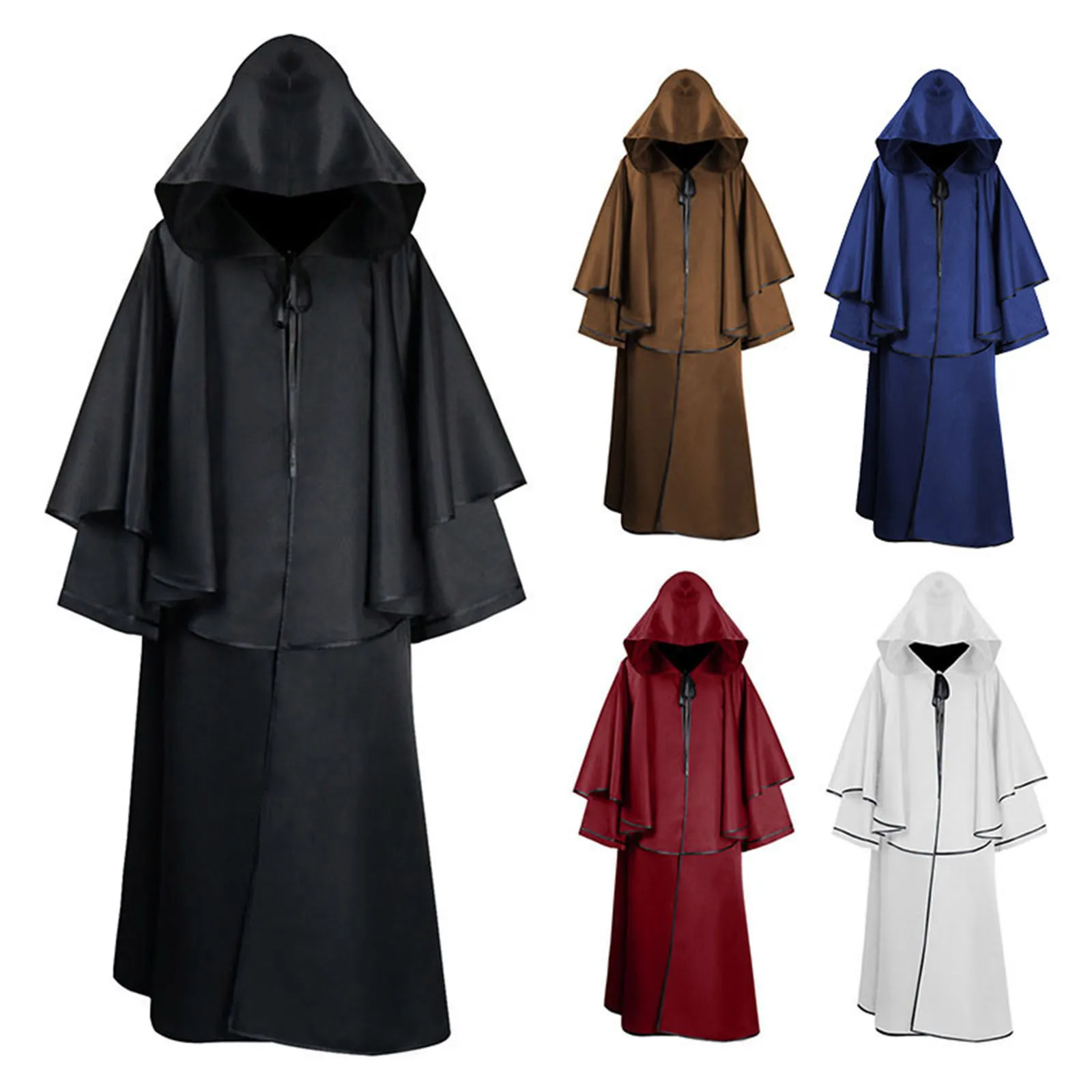 Cloak Witch Wizard Cosplay Anime Halloween Costume For Men Women Steampunk Medieval Hooded Robe Performance Clothing Stage Drama - Image 2