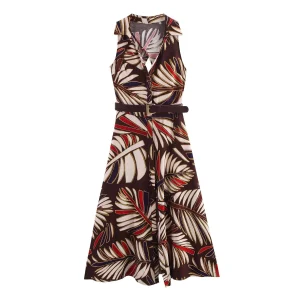 European And American Style 2025 Spring New Women's Sexy Backless Slim Fit Waist Belt Printed MIDI Dress