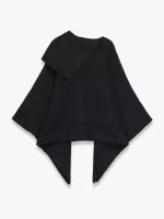European and American Style 2025 Autumn New Product Women's Clothing Design Sense Knitted Asymmetric Collar Cloak Coat
