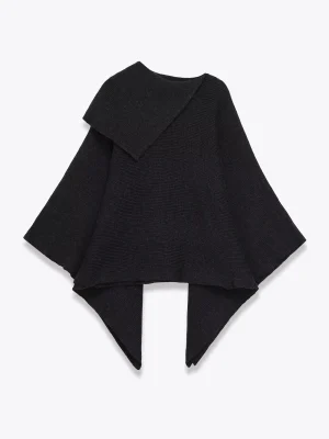 European and American Style 2025 Autumn New Product Women's Clothing Design Sense Knitted Asymmetric Collar Cloak Coat