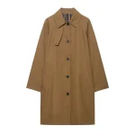 European and American style 2025 autumn new product women's versatile lapel button mid length trench coat jacket
