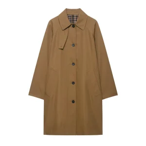 European and American style 2025 autumn new product women's versatile lapel button mid length trench coat jacket