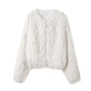 European and American style new women's clothing simple and fashionable fur coat loose casual short top