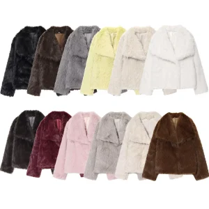 European and American style winter new loose collar French socialite imitation mink fur faux fur effect short jacket