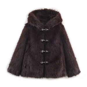 European and American style women's clothing new 2025 fashion versatile artificial fur effect short coat jacket