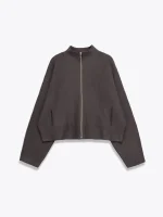 European and American style women's clothing new fashion versatile stand up collar zipper long sleeved knitted jacket