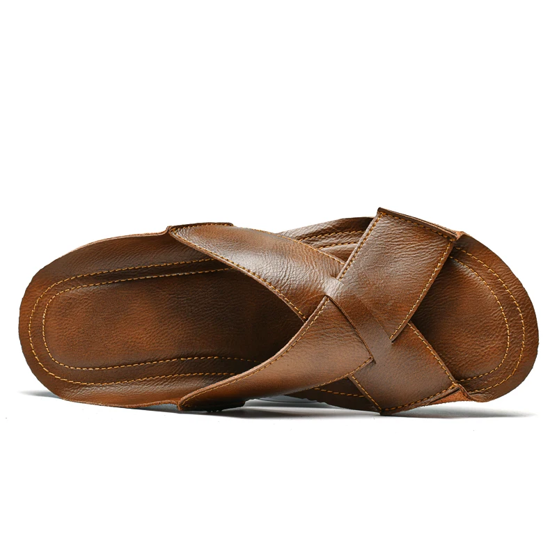 Handmade Summer New Men'S Cool Shoes With Empty Leather Breathable Non Slip Flat Bottom Simple Design Classic - Image 5