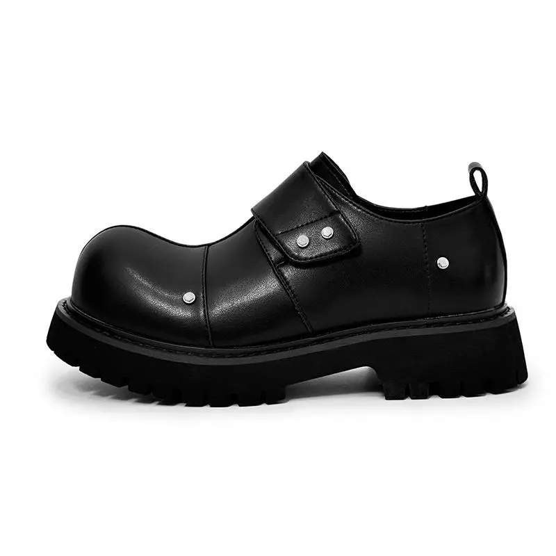 Height-increasing Men's Leather Premium British Trendy Casual Big Head Formal Wear Commuter Business Platform Derby Shoes - Image 3