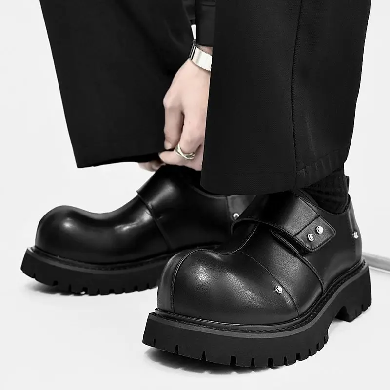 Height-increasing Men's Leather Premium British Trendy Casual Big Head Formal Wear Commuter Business Platform Derby Shoes - Image 6