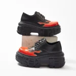 Large Size Women's 2025 New Platform Men's Orange Small Leather Punk Sneakers Shoes 8 Cm