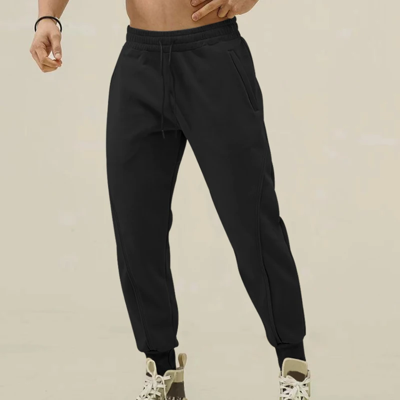 Loose Fit Mens Solid Joggers - Soft Slight Stretch Drawstring Polyester Pants for Outdoor Sports and Casual Wear - Image 2