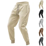 Loose Fit Mens Solid Joggers - Soft Slight Stretch Drawstring Polyester Pants for Outdoor Sports and Casual Wear