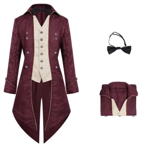 Medieval Tailcoat For Men Halloween Vintage Double Breasted Gothic Vampire Cosplay Jacket Outwear Male Disfraz Halloween 2025