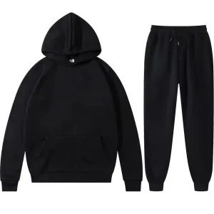 Men Women Tracksuit Hoodies Casual Solid Color Thick Pullover and Long Pant 2-piece Set Men Autumn Fleece Jogger Sports Suit Ne