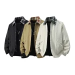 Men's clothing faux two-piece jacket men's winter loose-fit rugged collar retro plaid oversized jackets for men