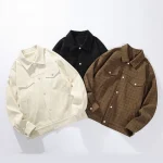 Men's plus Size Reversible Collar Workwear Jacket Vintage Plaid Urban Winter Style Casual Youth