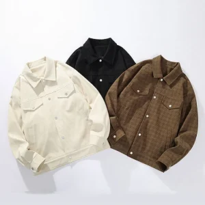 Men's plus Size Reversible Collar Workwear Jacket Vintage Plaid Urban Winter Style Casual Youth