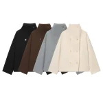 New Women's Fashion Foreign Trade Winter Casual Versatile High Collar Buckle Loose Nizi Top