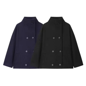 New autumn and winter women's commuting long sleeved loose and versatile design with double breasted short jacket