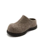 Round-toed Half-slipper for Women Fleece 2+4cm Height Increased Retro Outdoor Female Warm Winter Shoes Leopard Size 35-40