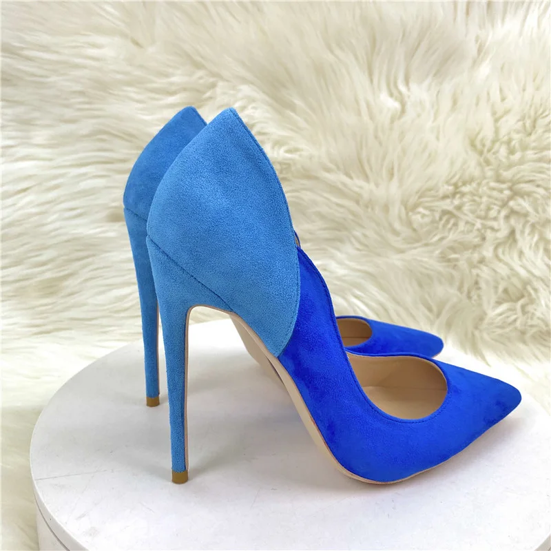 2023 New Woman blue Pumps Luxury Designer Metal Pointed Stiletto Shallow Mouth Single Shoes High Heels Women Green Party Shoes - Image 2